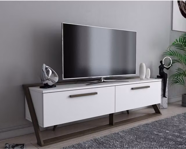 Decorotika Astrid Modern TV Unit in White and Brown