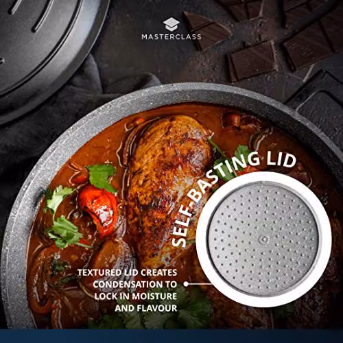 MasterClass Black Cast Aluminium Shallow Casserole Dish, 32 cm – 4