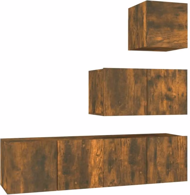 Berkfield Home 4 Piece Classic Smoked Oak TV Cabinet Set in Brown – 1