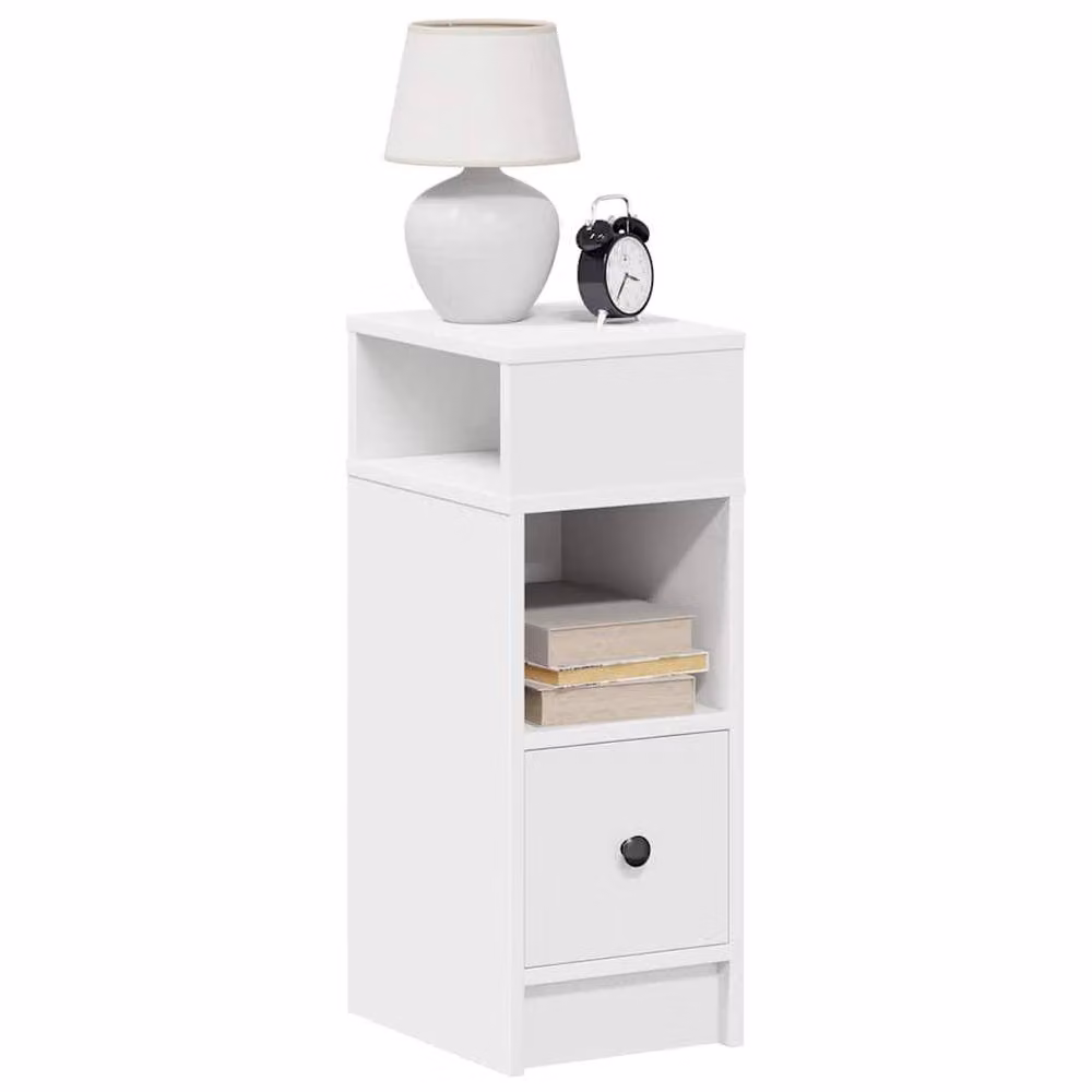 Berkfield Home Durable Bedside Cabinet with Drawer in White, W/D/H: 25 x 31 x 66 cm – 2
