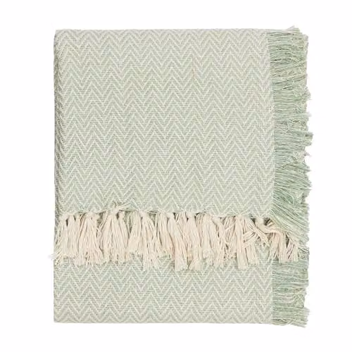 Riva Home Wylder Wisley Herringbone Woven Throw in Green, W/D/H: 130 x 180 cm – 1