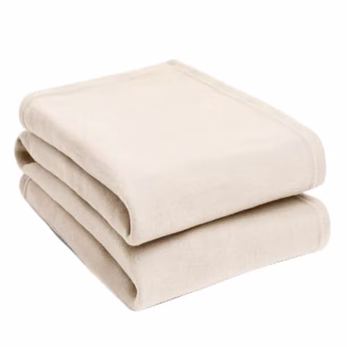 OHS Plain Fluffy Fleece Throw Blanket in White or Beige, W/D/H: 200 x 240 cm