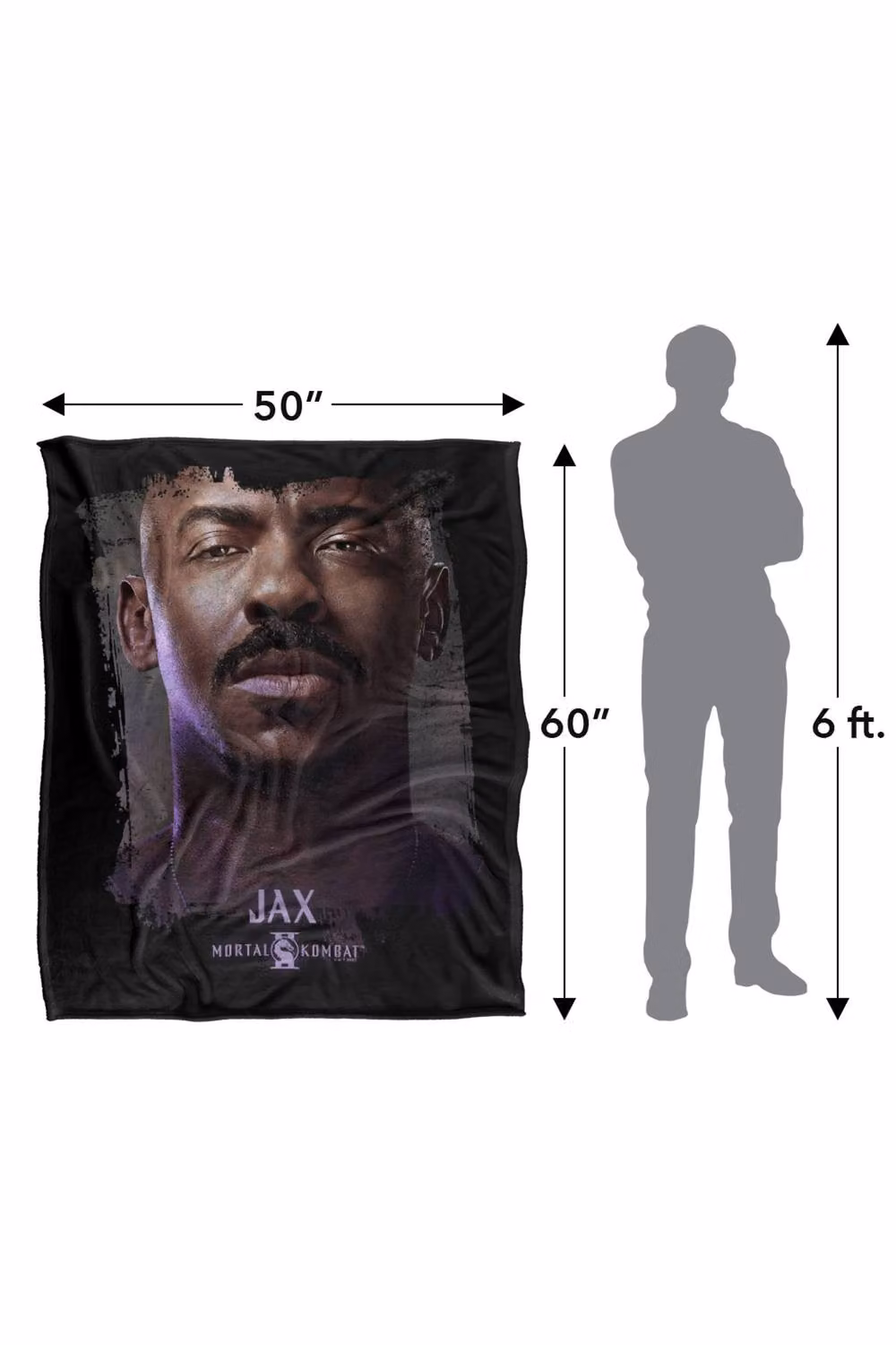 Warner Bros. Mortal Kombat 2 Jax Portrait Super Soft Silky Touch Throw Blanket, Multicolour, Extra Large – 3