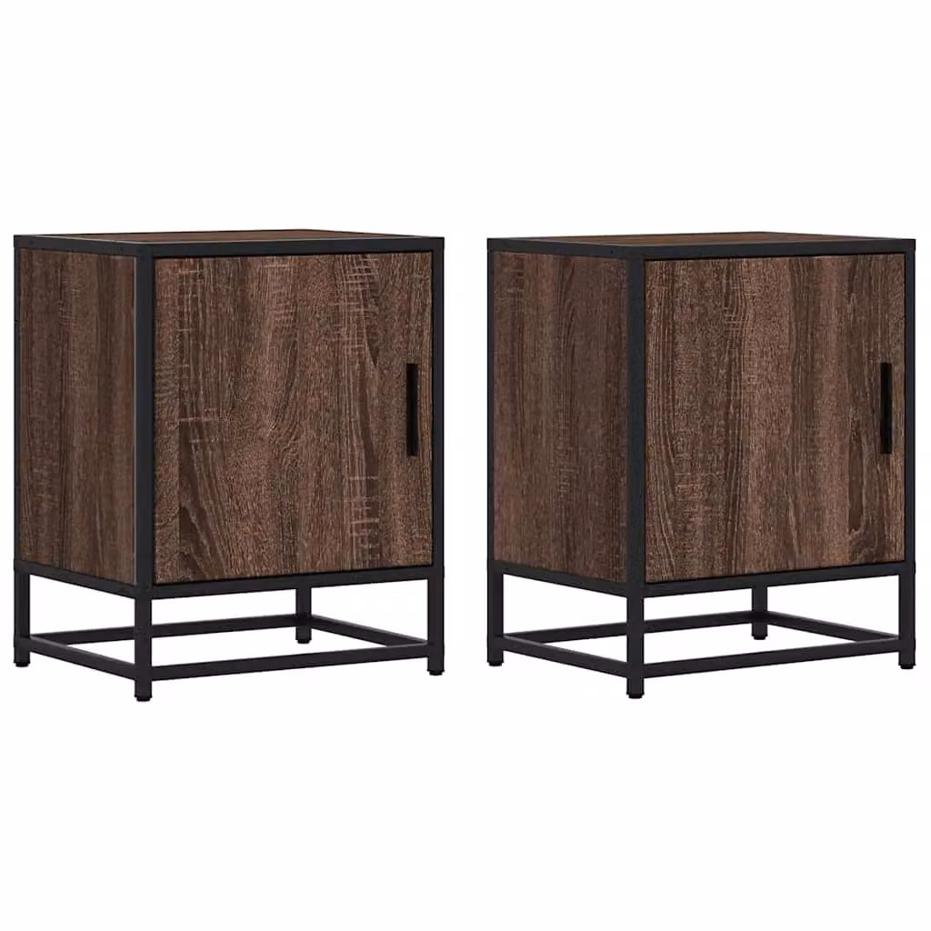 Berkfield Home Set of 2 Brown Oak Bedside Cabinets, W/D/H: 40 x 31 x 50 cm – 2