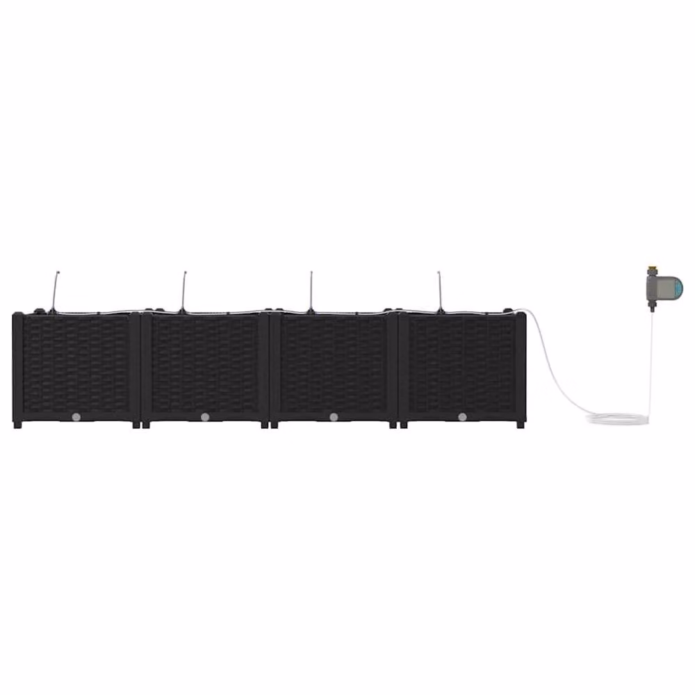 Berkfield Home Set of 4 Black Garden Planters with Water Irrigation System – 4