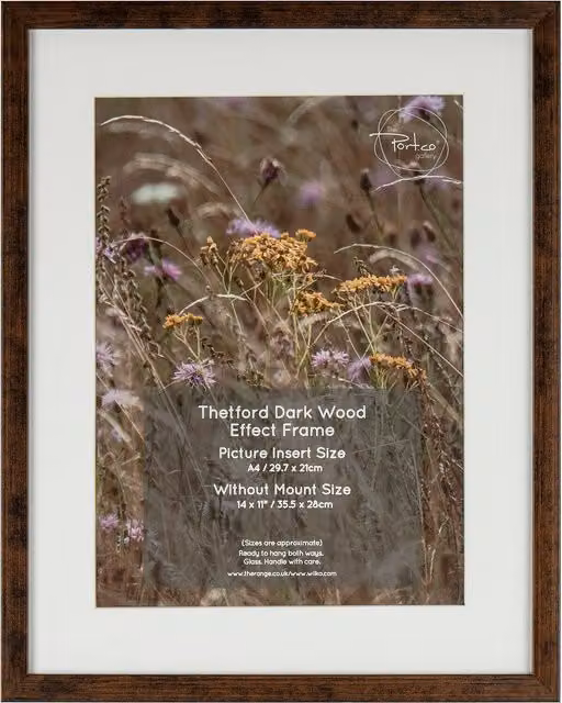 Thetford Modern Rectangular Single Wall Frame, Brown, W: 35.56 cm, H: 27.94 cm, D: 2.54 cm