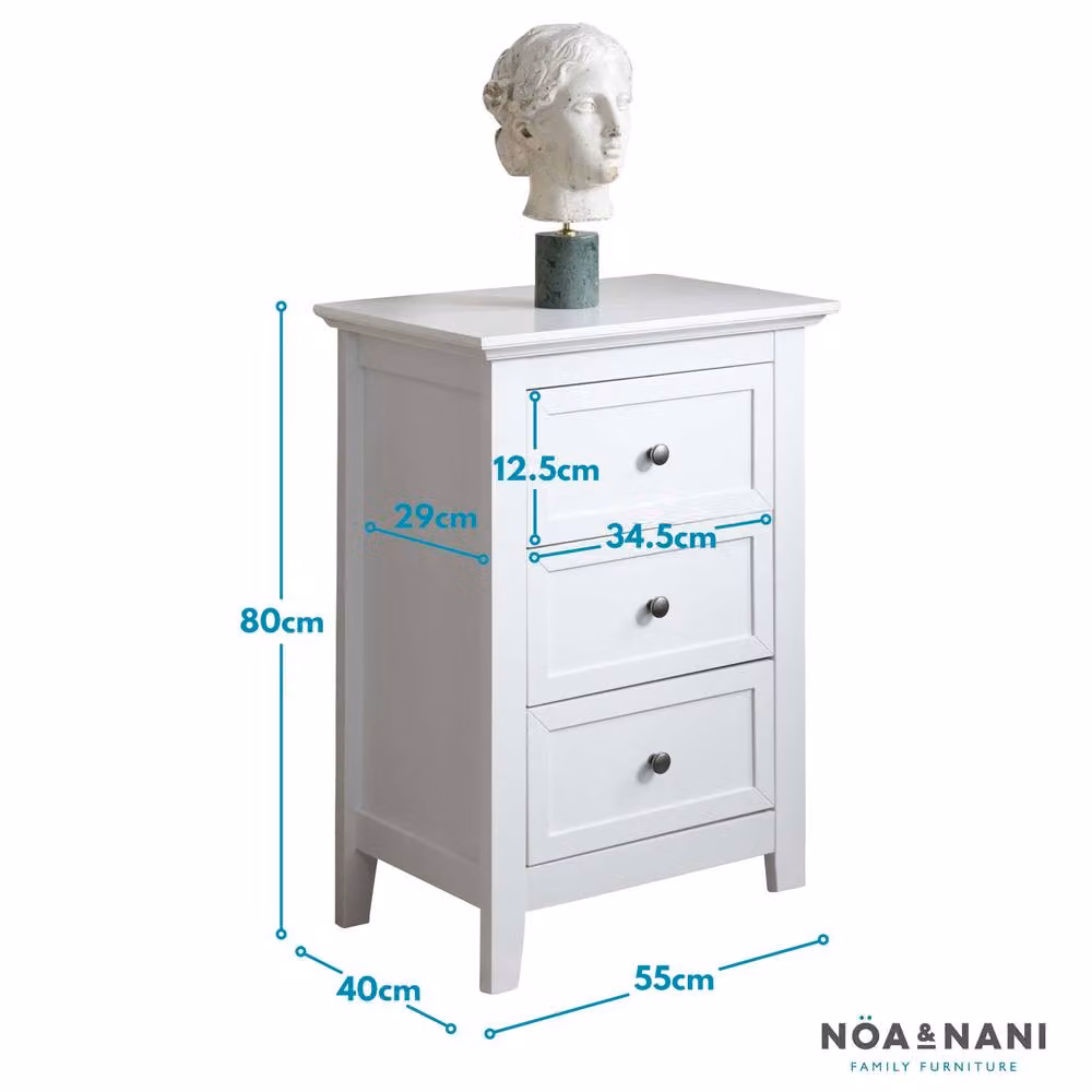 Nöa and Nani Karlstad 3 Drawer Side Table Chest in White – 3