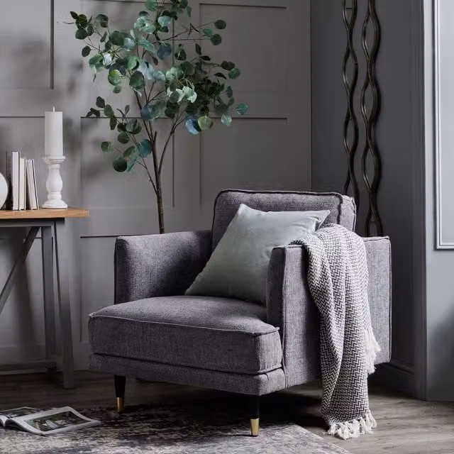 KDMK Hampton Large Tub Armchair in Grey Fabric