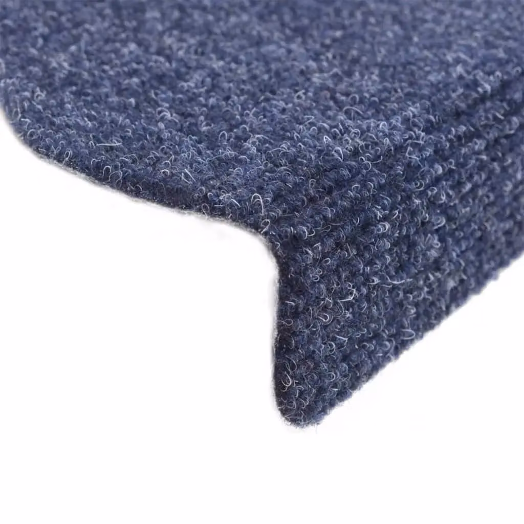 Berkfield Home 15 Piece Self-adhesive Needle Punch Stair Mats, Blue, W: 65 cm, D: 21 cm, H: 4 cm – 3