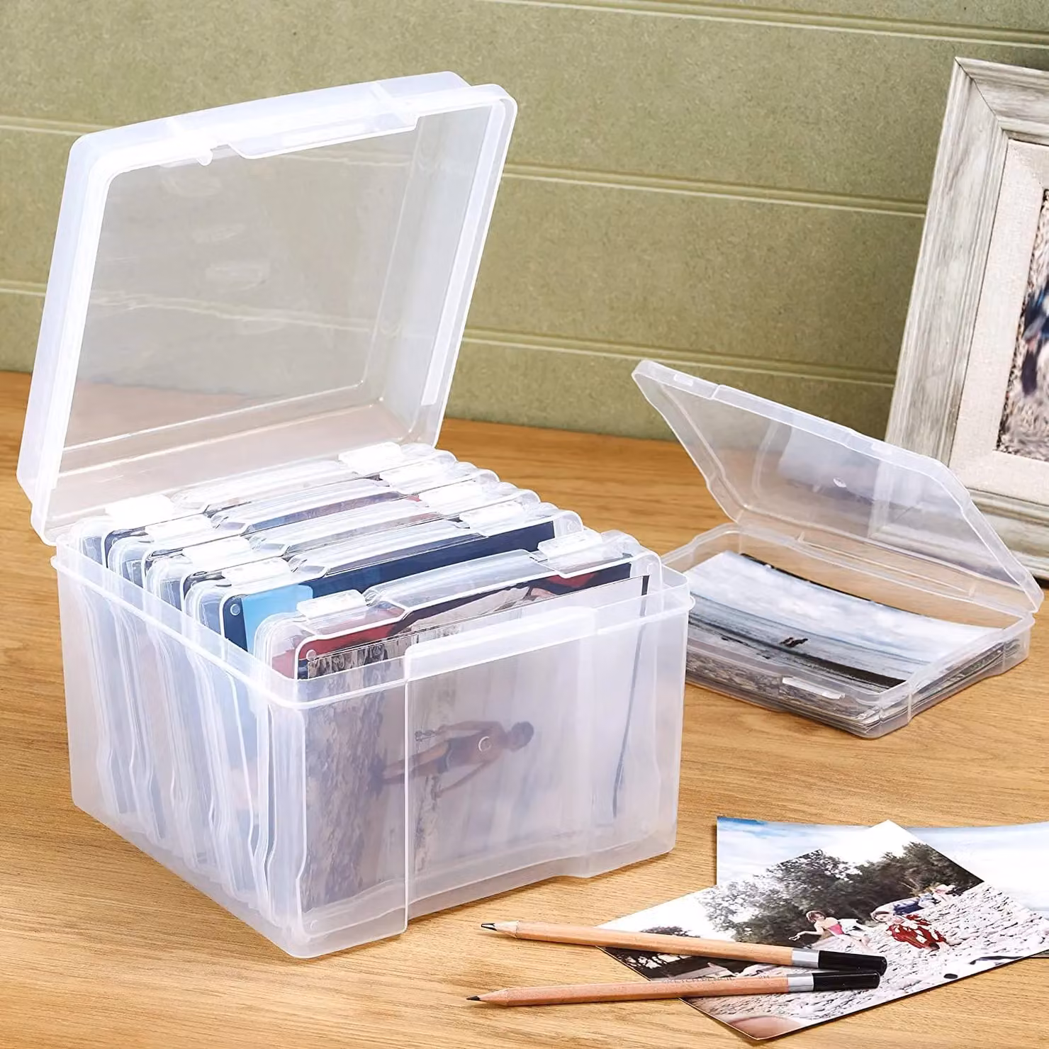 mysmartbuy Photo Storage Organiser with 6 Clip Lock Cases, 600 Photo Capacity for 6x4 Photographs, Transparent – 2