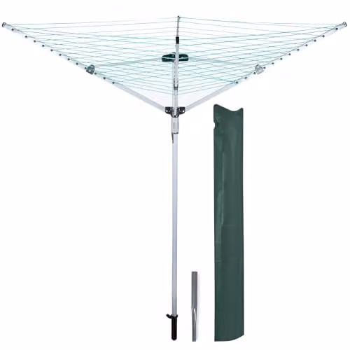 OurHouse 4 Arm Rotary Airer Clothes Line in Silver and Grey with 40m Drying Space – 1