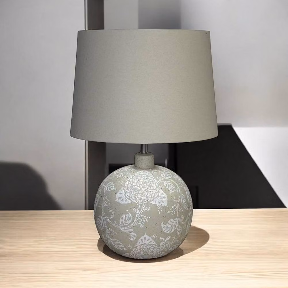 Minster Ceramic Table Lamp and Shade in Grey, W/D/H: 40 x 33 x 59 cm – 2