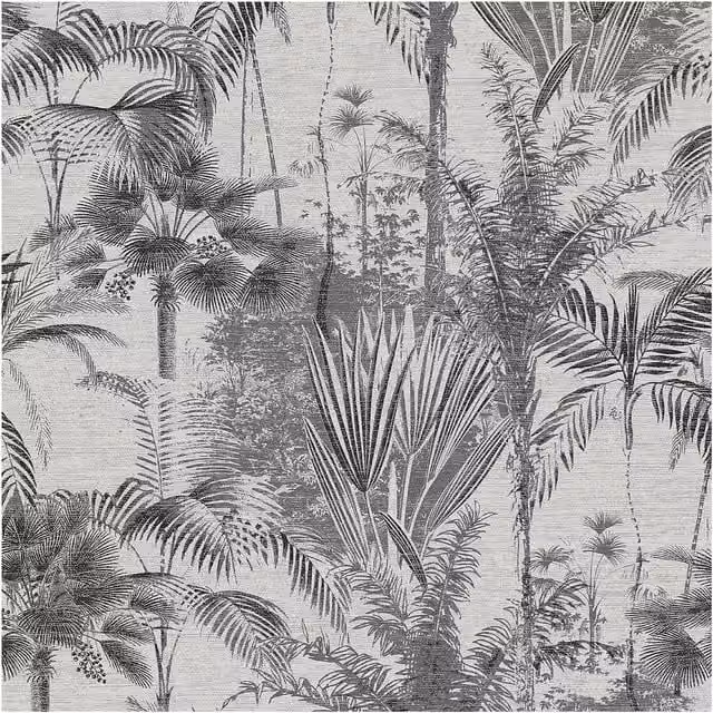 Graham & Brown Sublime Jungle Texture Floral Mono Black and White Washable Vinyl Wallpaper