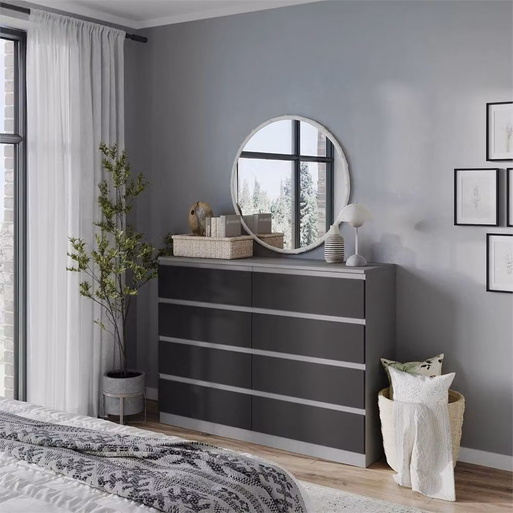 FORGEVIO Modern 8 Drawer Chest in Grey and Black – 2