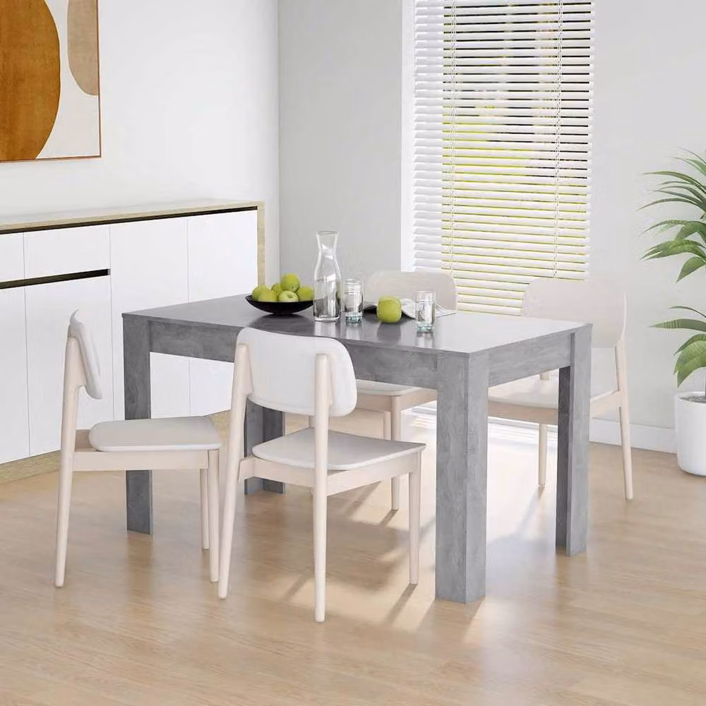 Berkfield Home Modern Rectangular Dining Table in Grey, W/D/H: 140 x 74.5 x 76 cm – 2