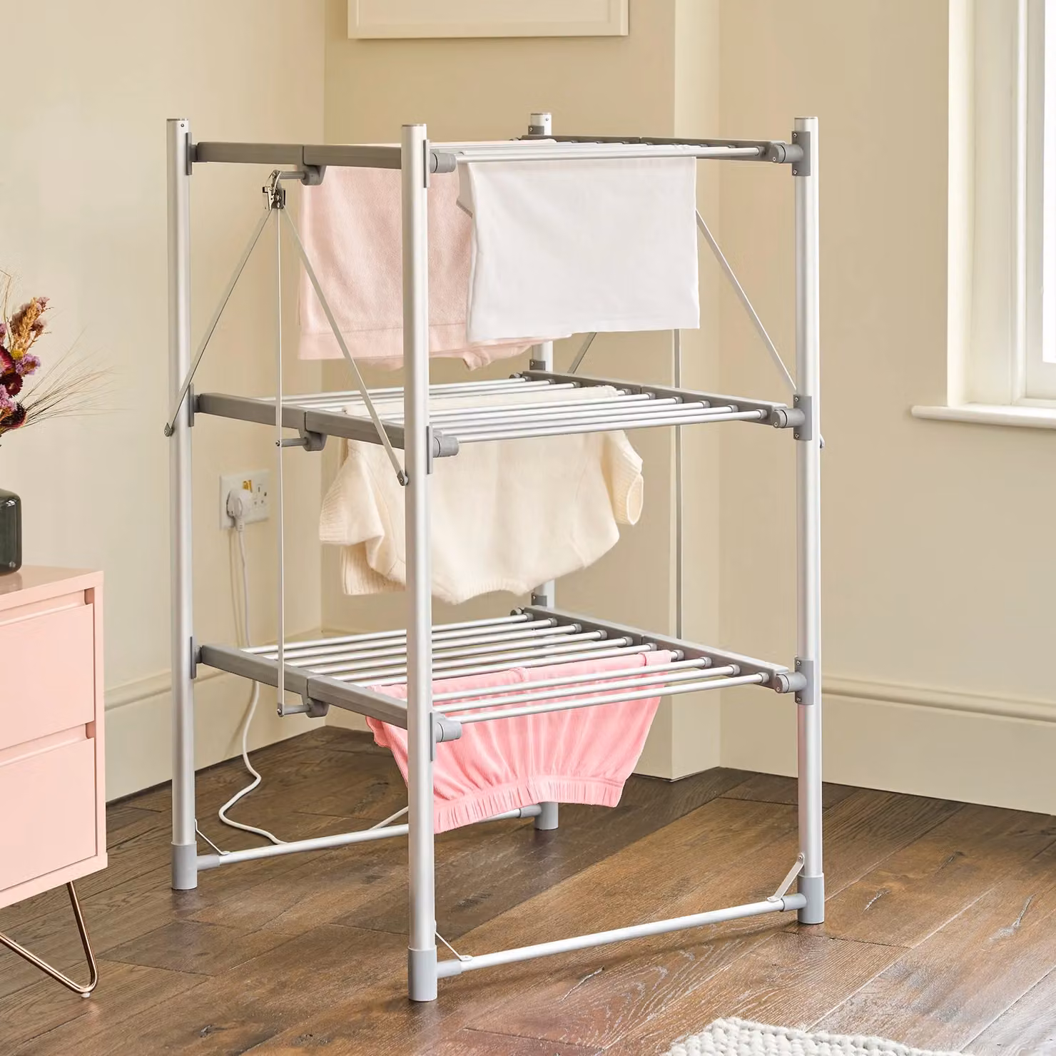 Cooks Professional Zennox 3 Tier Heated Clothes Airer with Cover, Silver, W/D/H: 110.0 x 66.0 x 68.5 cm – 2