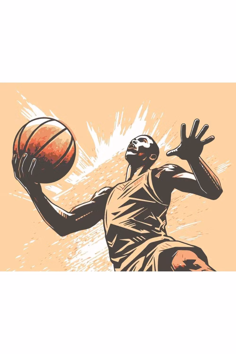 Origin Murals Graphic Basketball Player Wall Mural, Orange, W: 350 cm, H: 280 cm – 2
