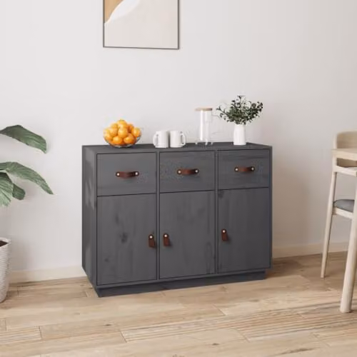 vidaXL Modern Grey Solid Wood Pine Sideboard W/D/H: 100 x 40 x 75 cm – 2