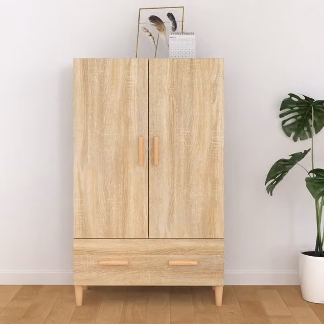 Berkfield Home Sonoma Oak Highboard in Brown, W/D/H: 70 x 31 x 115 cm