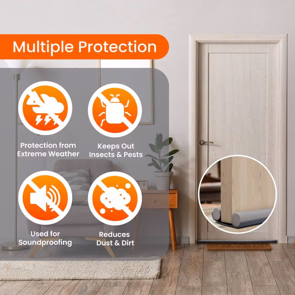 Volila 2-Pack Double Sided Grey Door Bottom Draught Excluder – 5