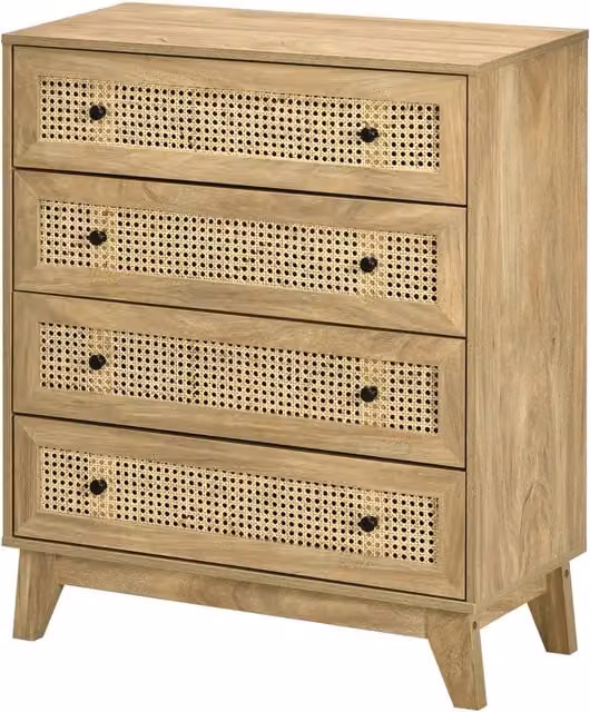 Furnold Boho Rattan Effect Bedroom Storage Chest Unit in Brown