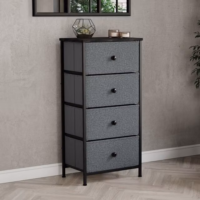Vida Designs Modern Metal Chest of Drawers in Grey and Black