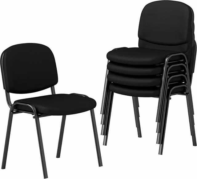Costway Set of 5 Stackable Black Fabric and Metal Waiting Room Chairs for Home or Office