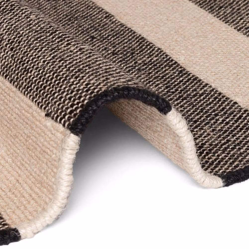 THE RUGS Playa Handloom Jute Striped Rug in Natural White and Black, W: 160 cm, D: 230 cm – 7