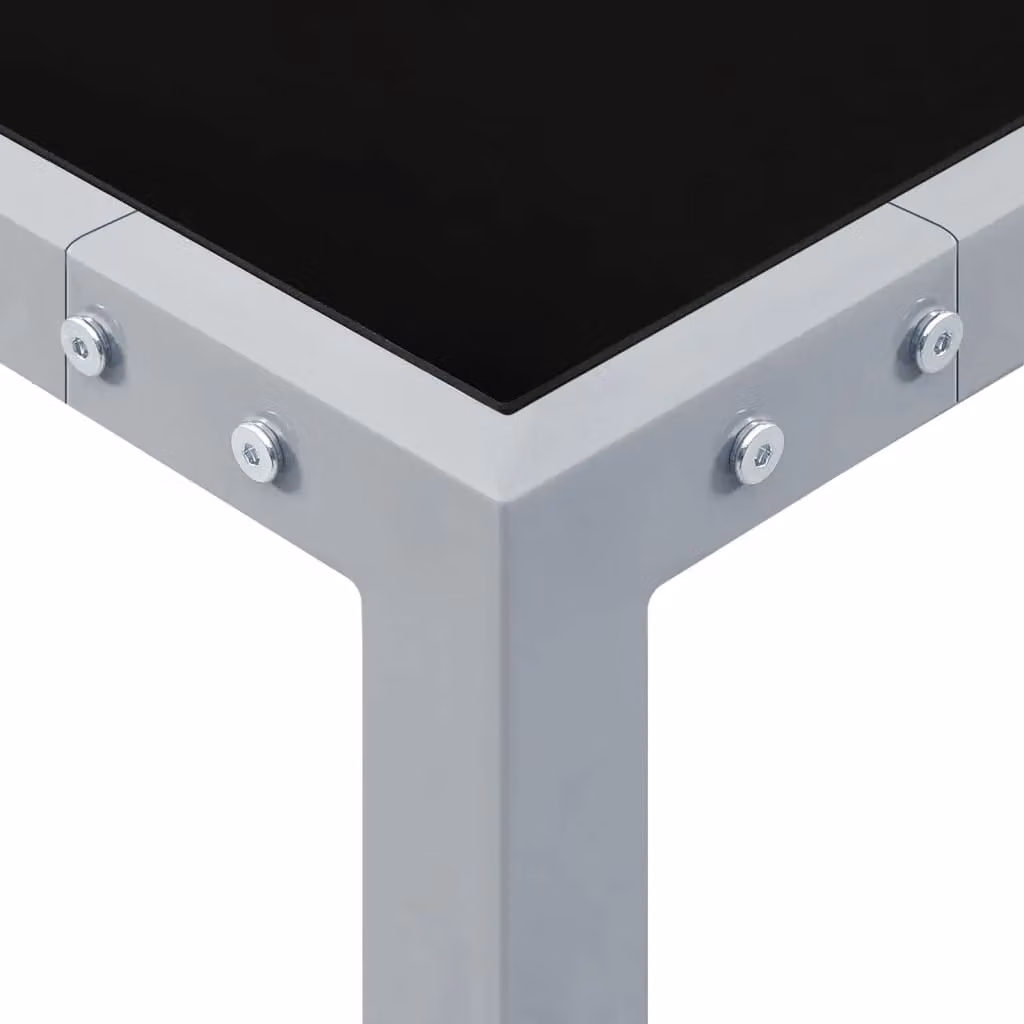 Berkfield Home Garden Table in Grey Steel and Glass, W/D/H: 130 x 130 x 72 cm – 2