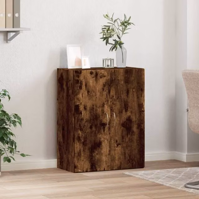 Berkfield Home Durable Smoked Oak File Cabinet in Brown, W/D/H: 60 x 32 x 77.5 cm
