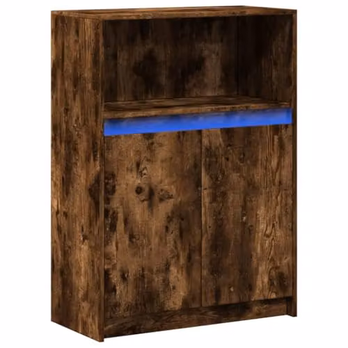 vidaXL Modern Sideboard with Integrated LED Lighting in Smoked Oak Brown, W/D/H: 72 x 34 x 100 cm