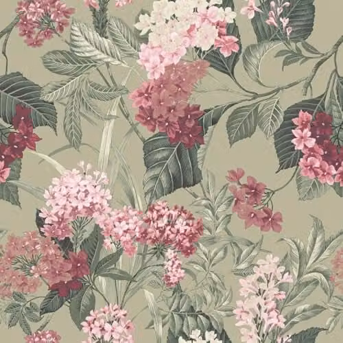 Belgravia Decor Misaki Floral Bold Flower Themed Wallpaper in Sage Green and Pink – 1
