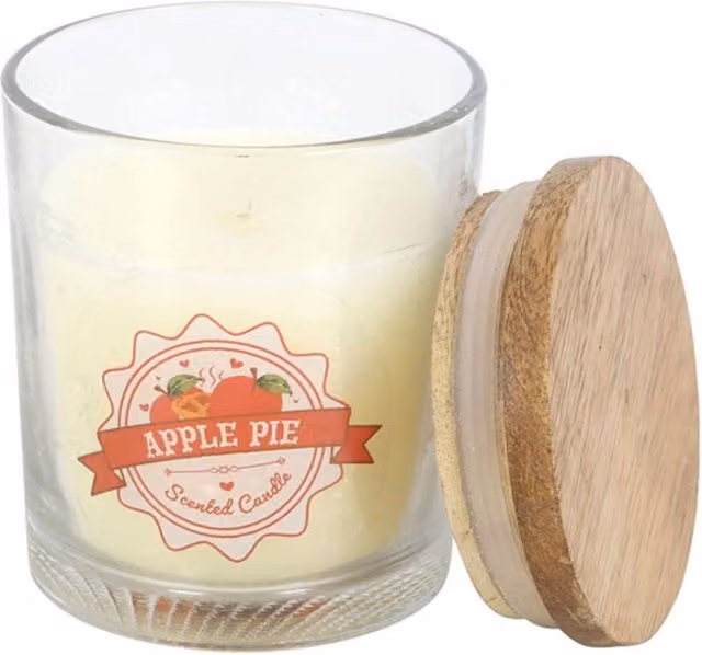 KDMK Apple Pie Scented Candle, Fruity and Gourmand Fragrance, Beige, White and Silver, 28 g
