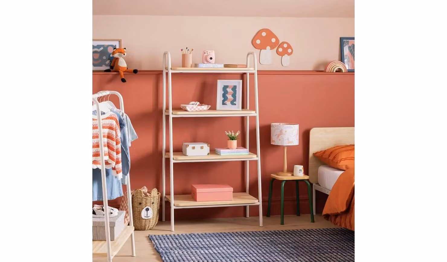 Cheap Furniture Warehouse Kids Monty Standing Tall Bookcase in Grey and White with 4 Shelves, H 151 x W 80 x D 40 cm