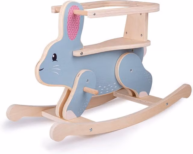 Bigjigs Toys Blue Wooden Rocking Rabbit Animal Rocker