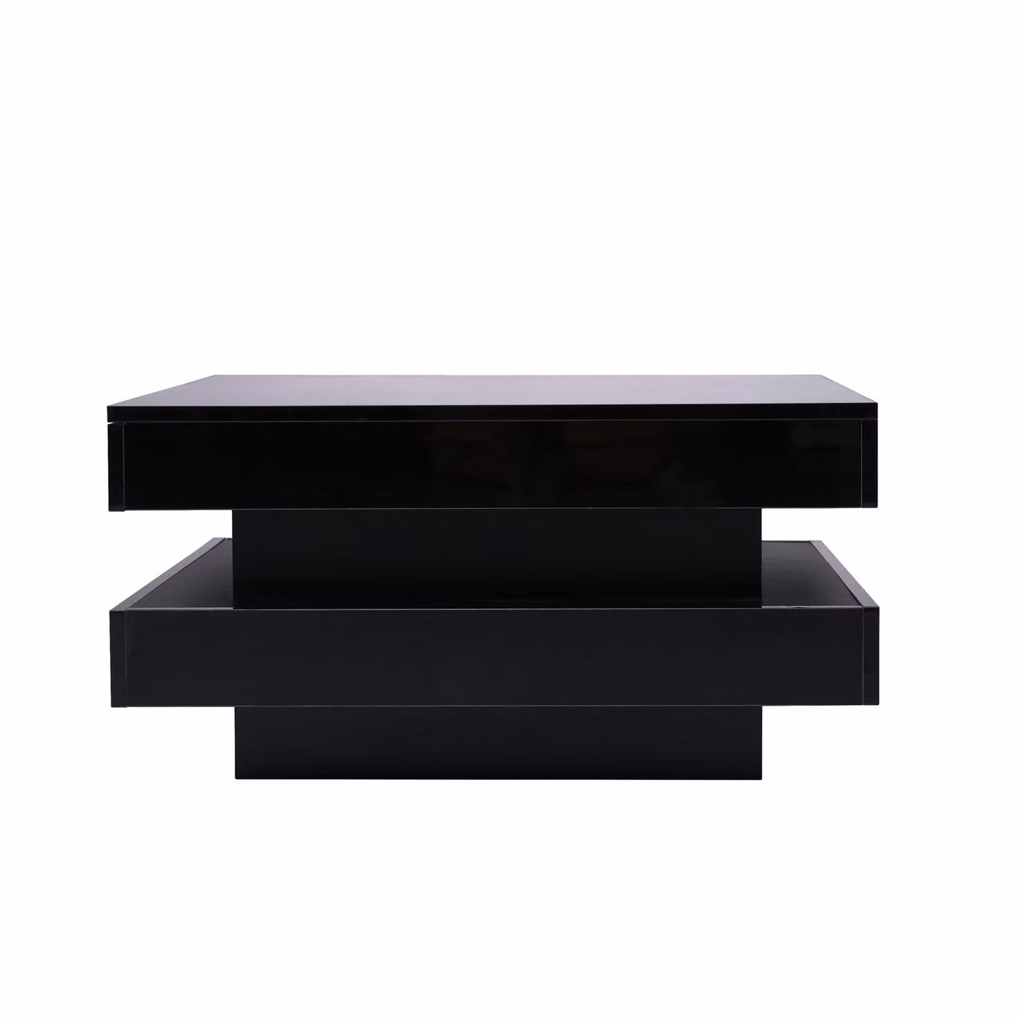 Aosom.UK Black High Gloss Square Coffee Table with Rotating Lift Top and 16-Colour LED Lights, W: 70 cm, D: 70 cm, H: 36 cm – 2