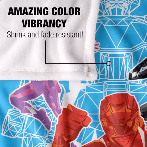 LOGOVISION Power Rangers Polygon Blast Super Soft Fleece Throw Blanket, White, W: 152 cm, D: 127 cm – 2