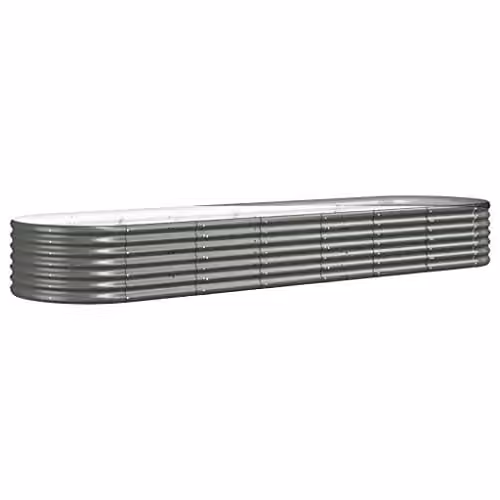 vidaXL Grey Galvanised Steel Garden Raised Bed W: 296 cm, D: 80 cm, H: 36 cm