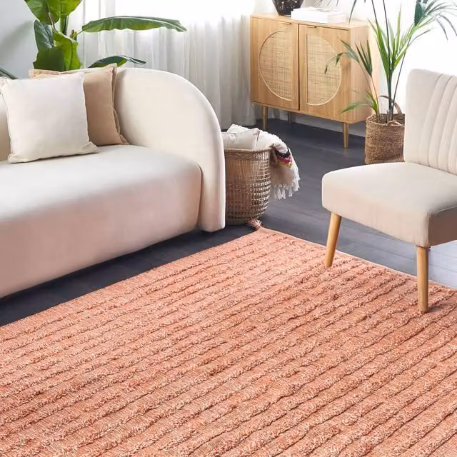 Wyld and Coco Orange Cotton Hand-Tufted Boho Area Rug, W: 140 cm, L: 200 cm – 1