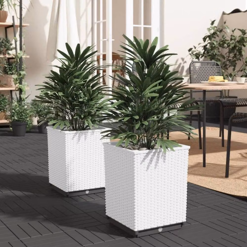 Berkfield Home White Polypropylene Planter Tub, 2 Pack, W/D/H: 30 x 30 x 37 cm – 2