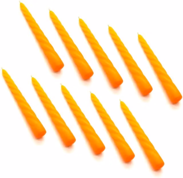 SolaDirect Spiral Dinner Candles in Green and Orange, Pack of 10, Height: 23 cm
