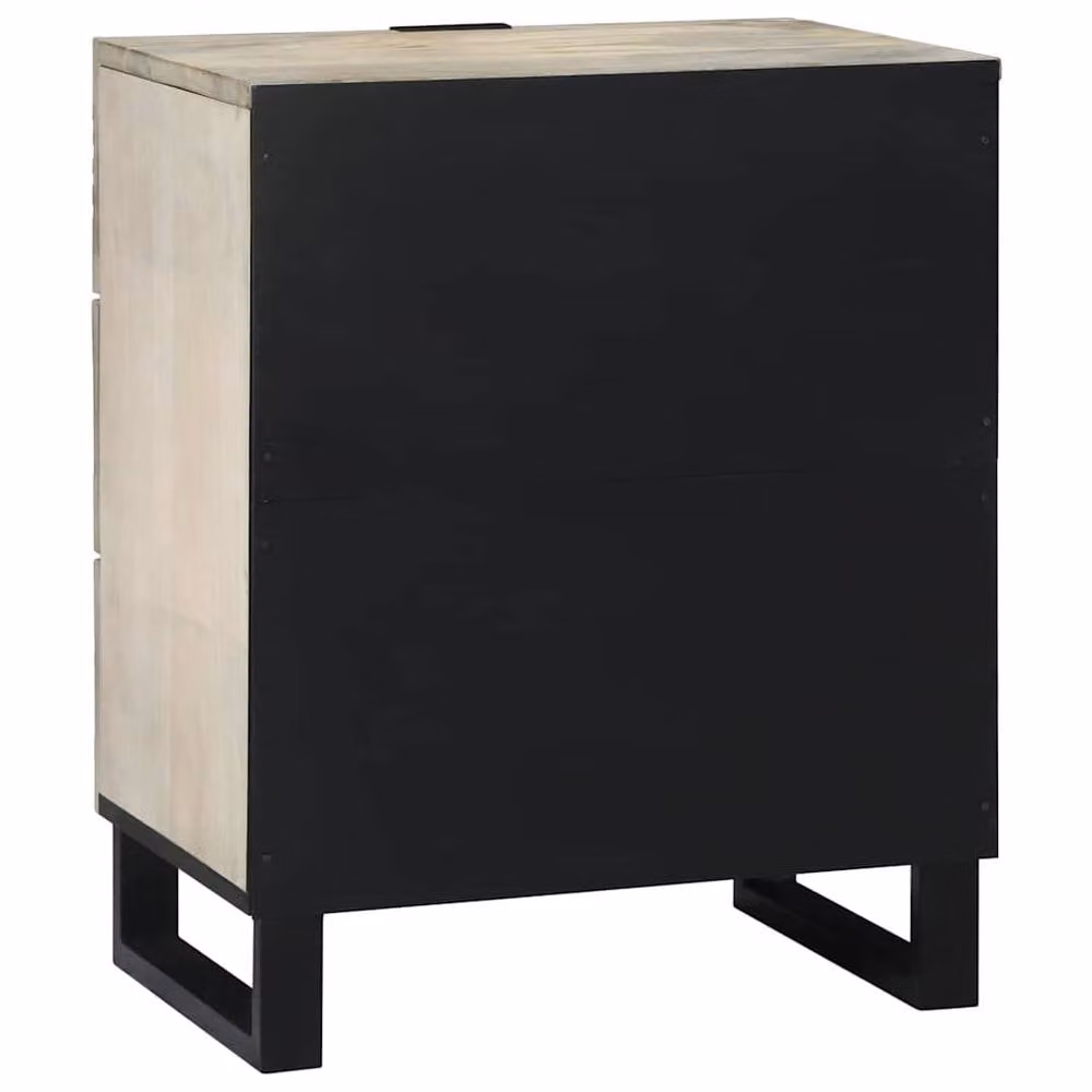 Berkfield Home Modern Bedside Table with Drawer in White, Black and Multicolour, W/D/H: 50 x 33 x 60 cm – 3