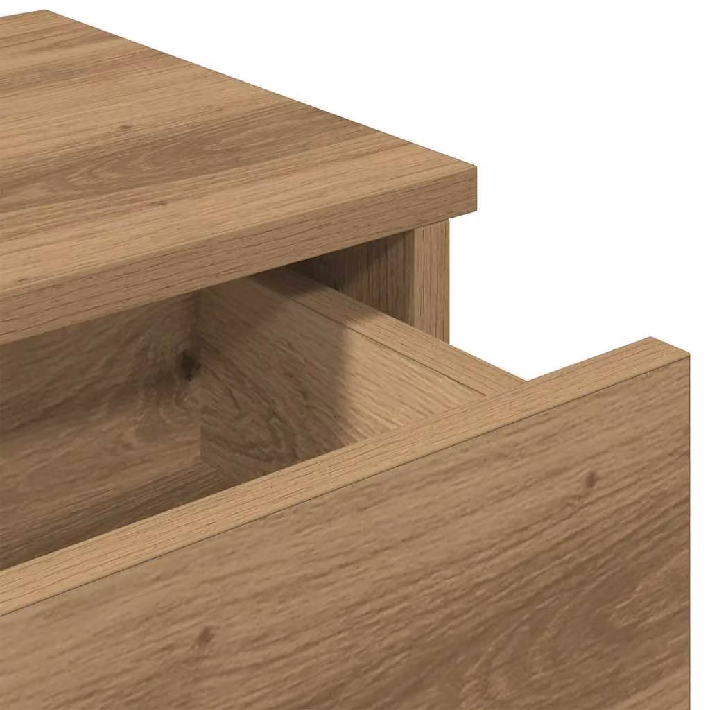 Berkfield Home Artisan Oak Wall Shelf with Drawers in Brown, W/D/H: 80 x 31 x 17 cm – 3