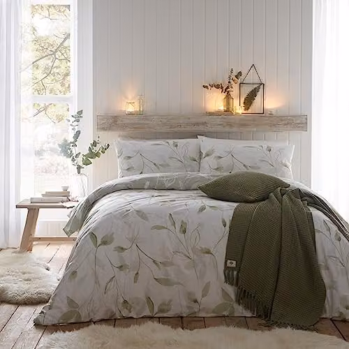 Drift Home Eliza Floral Duvet Cover Set in Green and White, W/D/H: 230 x 220 cm – 1