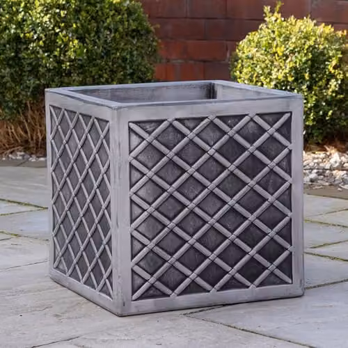 Samuel Alexander Grey Plastic Square Garden Planter Tub
