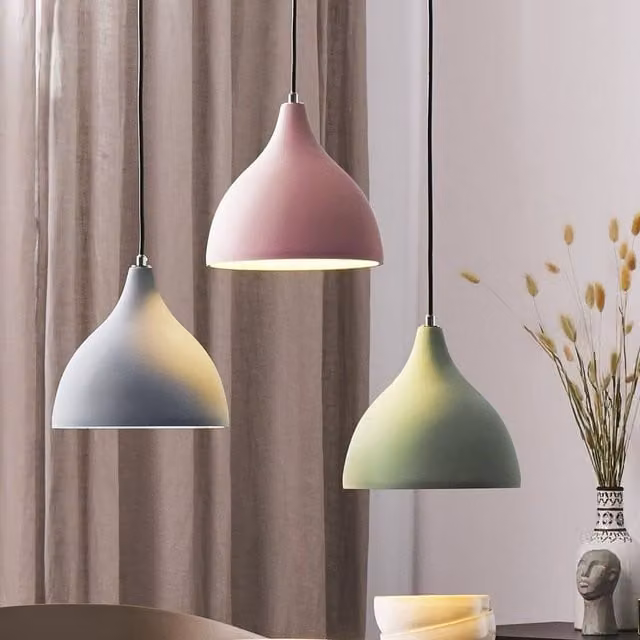 Wyld and Coco Grey Concrete Scandinavian Round Suspended Pendant Lamp – 1