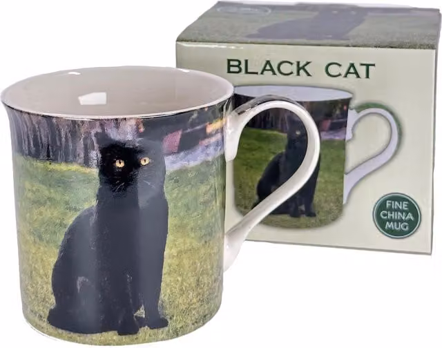 Leonardo Black Cat Design Ceramic Mug with All Round Print in Gift Box, Black