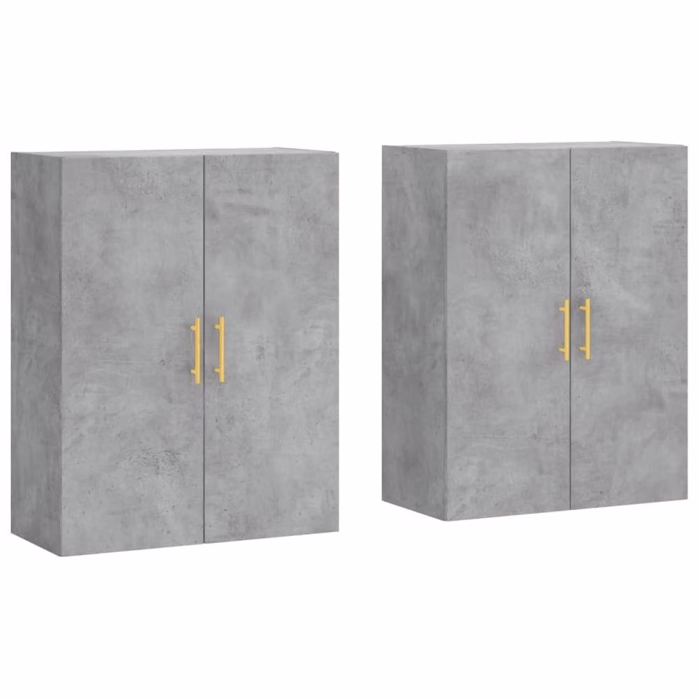 Berkfield Home Wall Mounted Cabinets, 2 Piece, Concrete Grey, W/D/H: 69.5 x 34 x 90 cm – 3