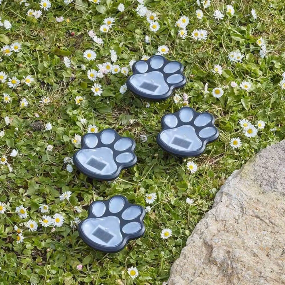 Garden Greatness 4 Pack Pet Paws Solar Stake Lights in Multicolour or Black – 2
