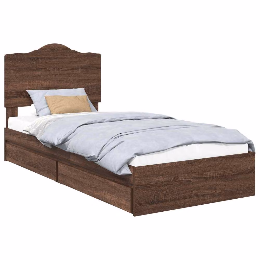 Berkfield Home Modern Storage Bed with Drawers in Brown Oak, Engineered Wood, W/D/H: 70 x 190 cm – 2